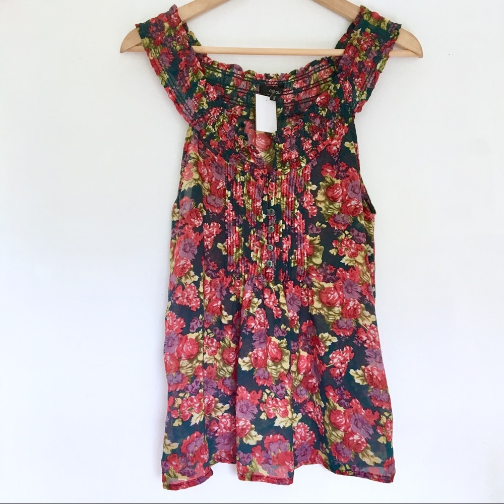 LF • off the shoulder | semi-sheer floral EUC
